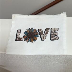 White Pouch with 'LOVE' Design